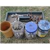 Image 1 : 4 JARS OF ASSORTED SOCKETS & BLUE TRAY