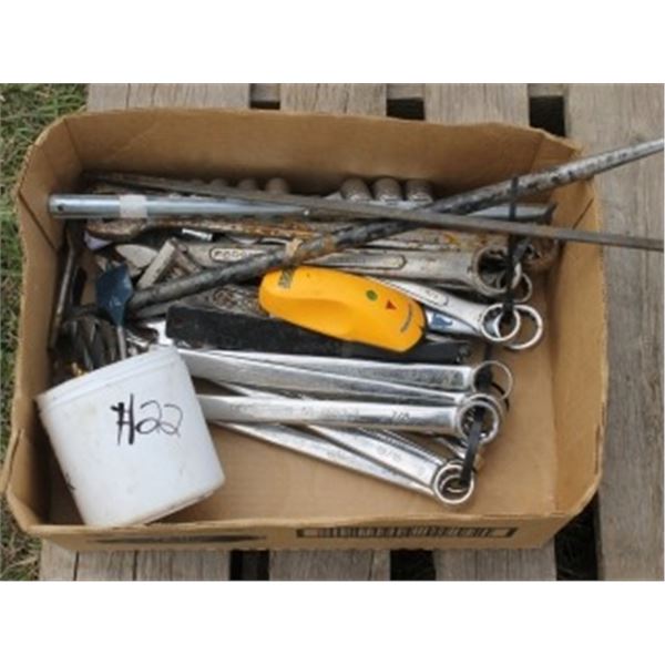 ASSORTED WRENCHES, DRILL BITS, CRESCENTS & SOCKETS