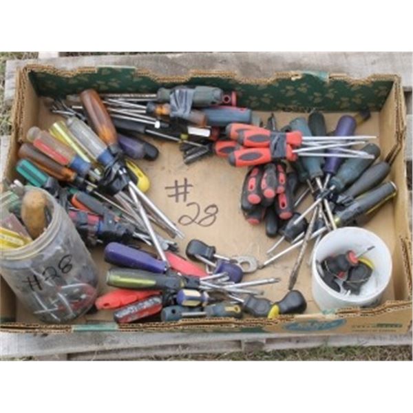 BOX OF ASSORTED SCREW DRIVERS