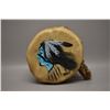 Image 1 : NATIVE AMERICAN DRUM WITH PAINTED DESIGN BY RABBIT