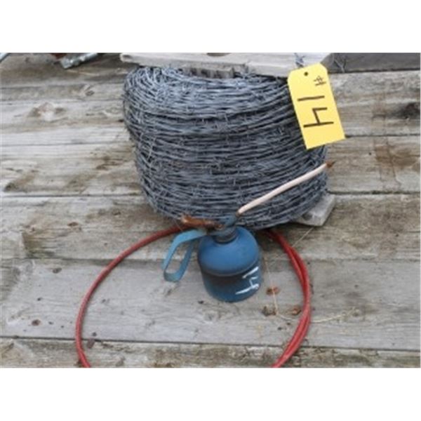 ROLL OF BARB WIRE & OIL CAN