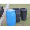 Image 1 : 2 BARRELS, GARBAGE CAN & STEP LADDER