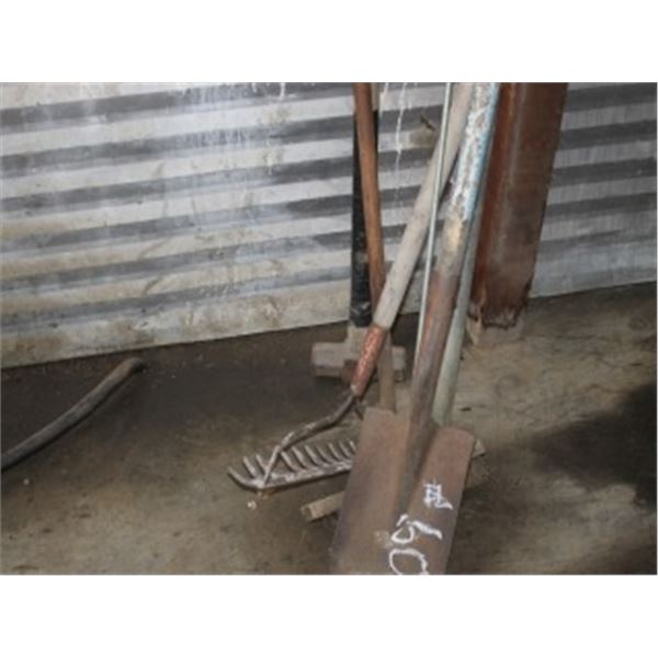 SHOVELS, RAKE, SLEDGE, ALUMINUM PIPE