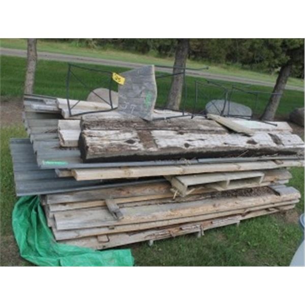 PALLET OF 2 X 8'S, METAL CLADDING, 2 HIGH CHAIRS