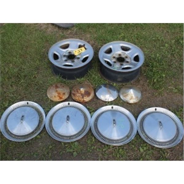 2 - 6 HOLE RIMS & 8 HUB CAPS