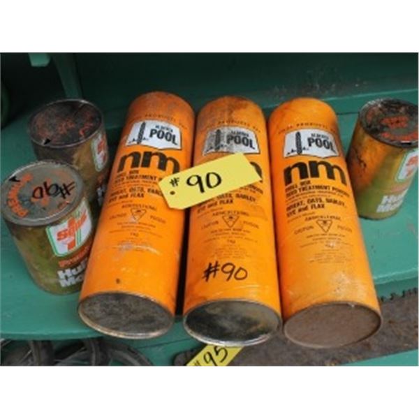 2 SONIC OIL CANS & 3 ORANGE ALBERTA POOL CANS