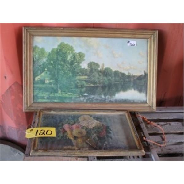 PICTURE & VERY OLD TRAY, HOLY SIGN