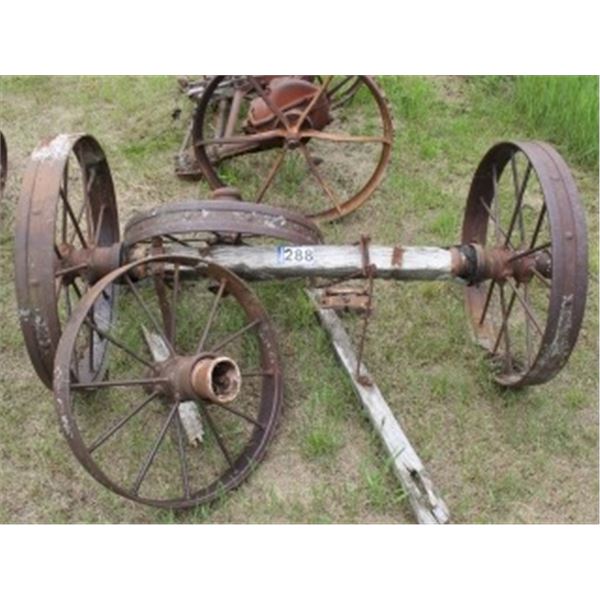 4 - STEEL WHEELS C/W AXLE