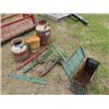 Image 2 : STEEL GREEN BOX; 2 CREAM CANS; GREASE PAIL; IMPLEMENT JACK; BALE HOOKS