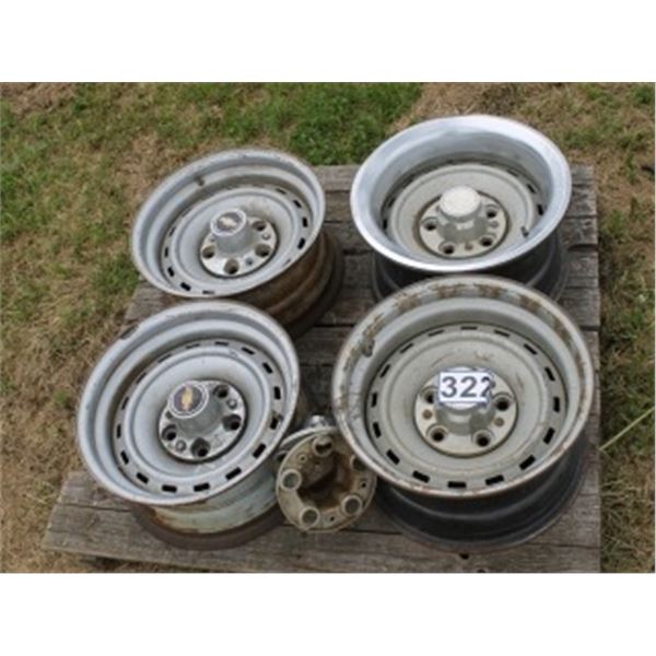 4 - GM 5 HOLE RIMS (ALL FOR ONE MONEY)