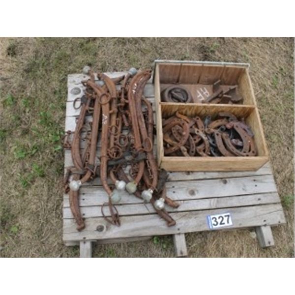 PALLET OF HANES; HORSE SHOES; PINS & WEIGHTS