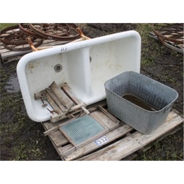 WASH TUB; WASH BOARD; RINGER & TUB