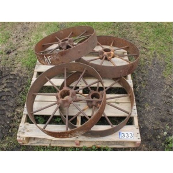 4 - APPROX 26" STEEL WHEELS (ALL FOR ONE MONEY)