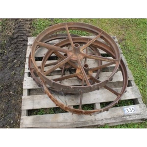 3 - APPROX 34" STEEL WHEELS (ALL FOR ONE MONEY)