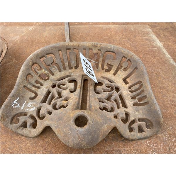 "JGC RIDING PLOW" ANTIQUE TRACTOR SEAT