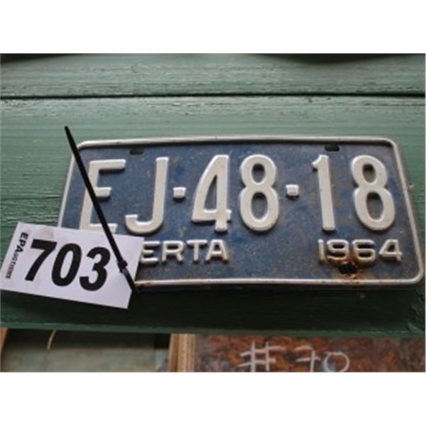 ALBERTA LICENCE PLATE DATED 1965