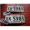 Image 1 : (LOT 704/705)  ALBERTA LICENCE PLATE SET DATED 1963 (PER PLATE TIMES 2)