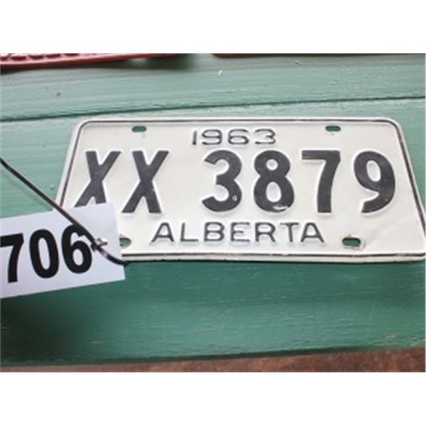 ALBERTA LICENCE PLATE DATED 1963