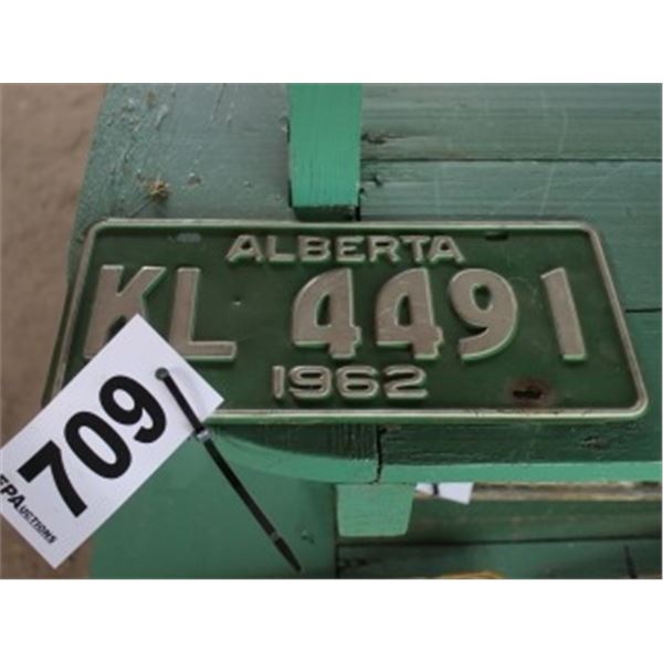 ALBERTA LICENCE PLATE DATED 1962