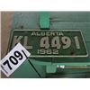 Image 1 : ALBERTA LICENCE PLATE DATED 1962