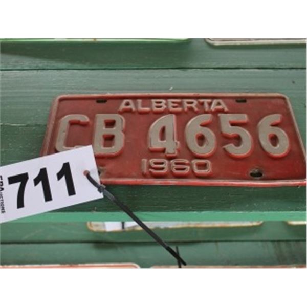 ALBERTA LICENCE PLATE DATED 1960