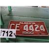 Image 1 : ALBERTA LICENCE PLATE DATED 1960