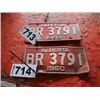 Image 1 : (LOT 713/714)  ALBERTA LICENCE PLATE SET DATED 1960 (PER PLATE TIMES 2)