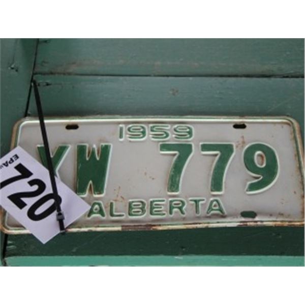 ALBERTA LICENCE PLATE DATED 1959 (*GOV'T ISSUED)