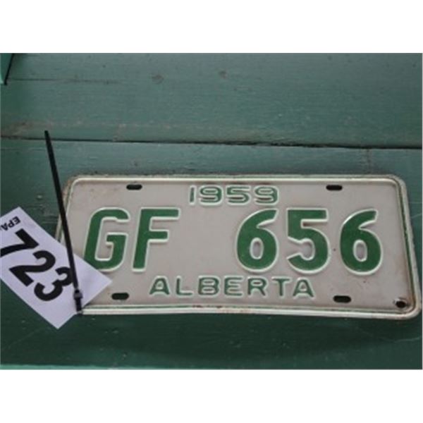 ALBERTA LICENCE PLATE DATED 1959
