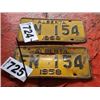 Image 1 : (LOT 724/725)  ALBERTA LICENCE PLATE SET DATED 1958 (PER PLATE TIMES 2)