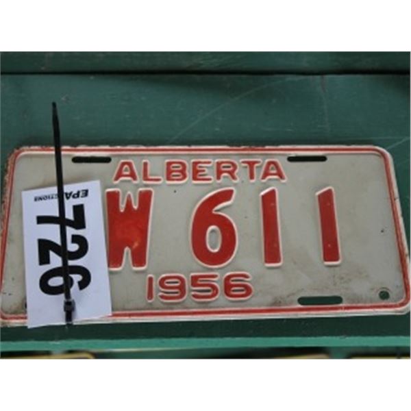 ALBERTA LICENCE PLATE DATED 1956