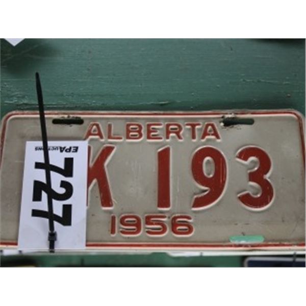 ALBERTA LICENCE PLATE DATED 1956