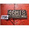 Image 1 : ALBERTA LICENCE PLATE DATED 1953