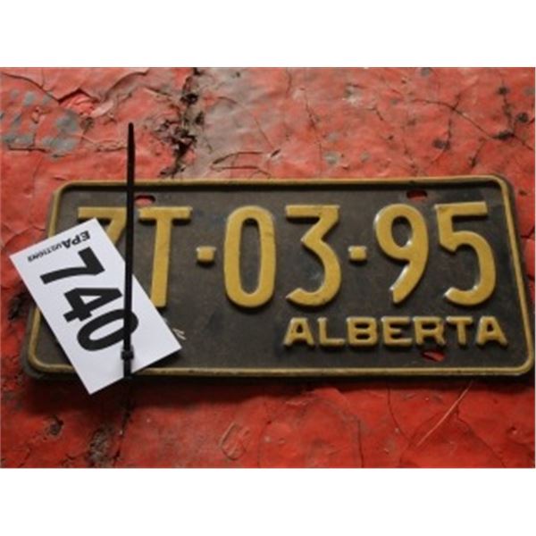 ALBERTA LICENCE PLATE DATED 1969