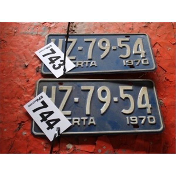 (LOT 743/744)  ALBERTA LICENCE PLATE SET DATED 1970 (PER PLATE TIMES 2)