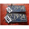 Image 1 : (LOT 743/744)  ALBERTA LICENCE PLATE SET DATED 1970 (PER PLATE TIMES 2)