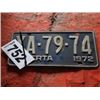 Image 1 : ALBERTA LICENCE PLATE DATED 1972