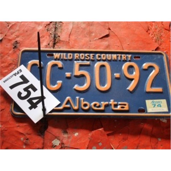 ALBERTA LICENCE PLATE DATED 1973