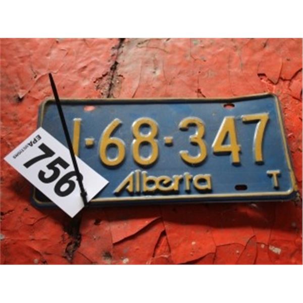 ALBERTA LICENCE PLATE DATED 1974
