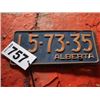 Image 1 : ALBERTA LICENCE PLATE DATED 1973