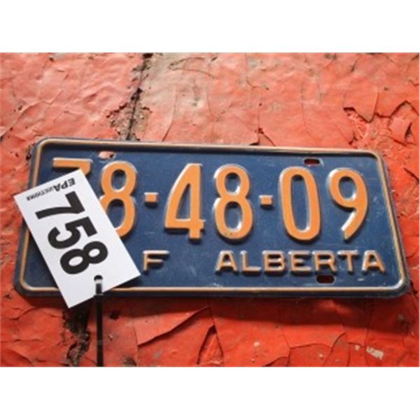 ALBERTA LICENCE PLATE DATED 1973