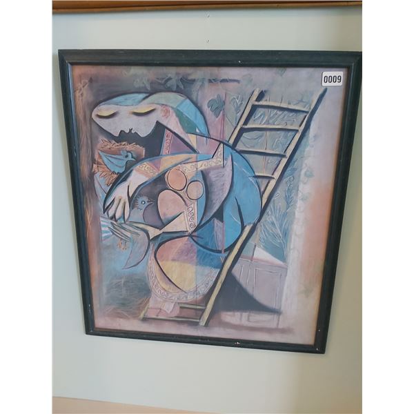 Framed Abstract Pastel Drawing
