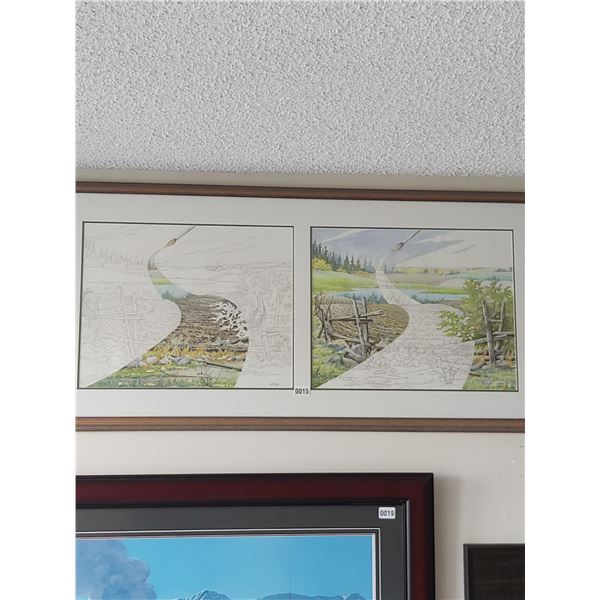 Framed Pencil Sketch/Water Color