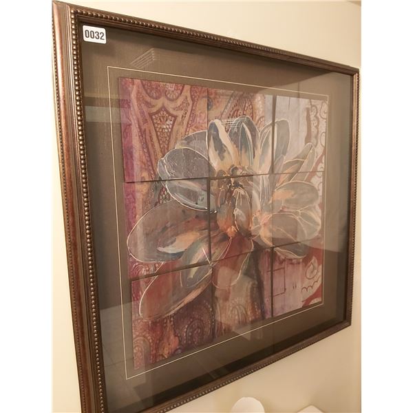 Framed Flower Tile Painting