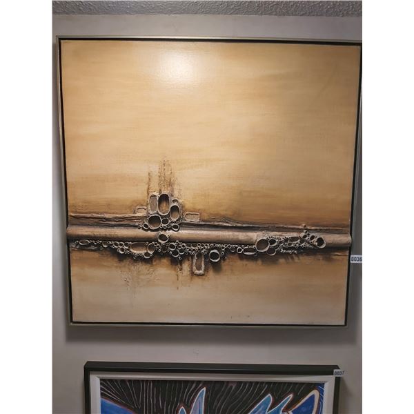 Framed Acrylic & Clay Abstract Painting