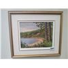 Image 1 : Framed Canvas Painting of Lake Scene by Crane Thomas