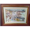 Image 1 : Framed Canvas Painting of Train Going Through Town in Mountains by Lorne Day
