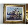 Image 1 : Framed Canvas Painting of Mountain Scene by Lorne Day