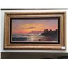 Image 1 : Framed Picture of a Beach at Sunset