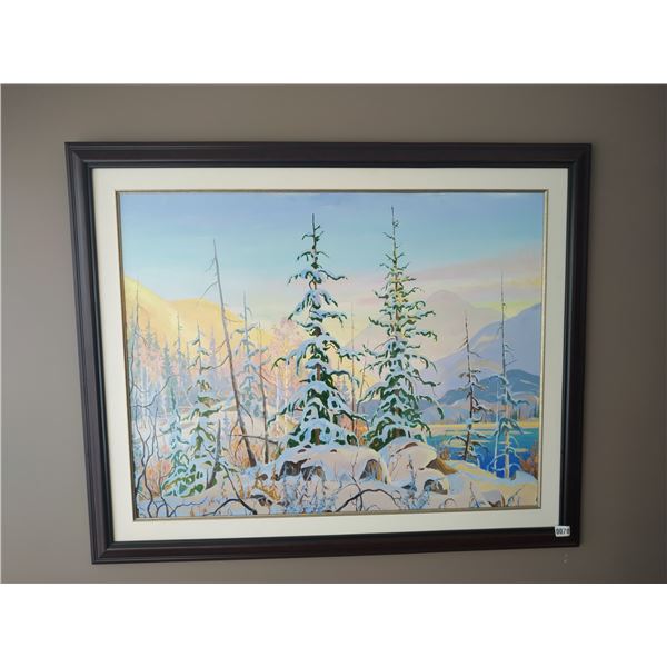 Framed Canvas Painting of Lake in Winter by Dave Ripley